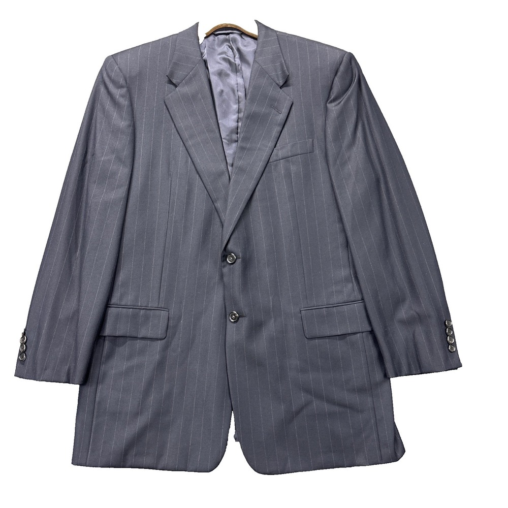 Loro Piana Suit Jacket Mens 43L Navy Pinstripes Wool Classic 2 Button Old Money